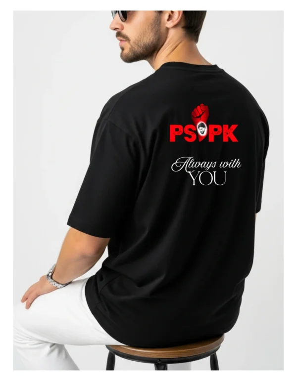 Men’s Cotton PSPK Printed Oversized T-Shirt | Half Sleeves|Black Color