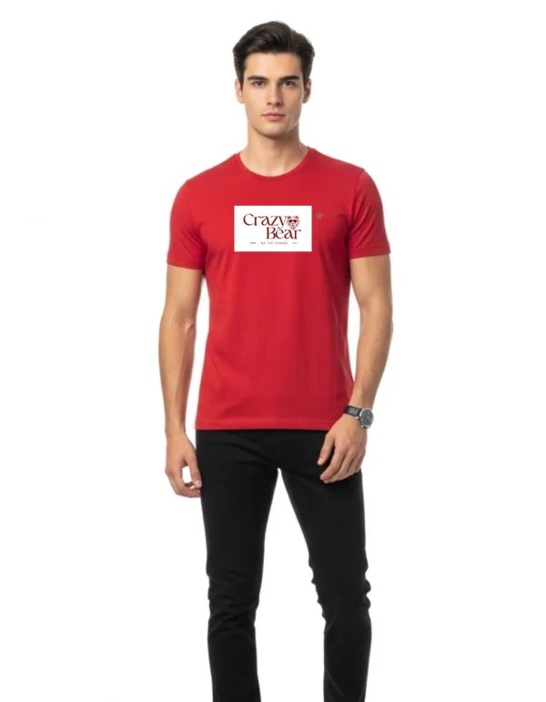Men’s Crazybear Printed  Cotton Regular fit T-Shirt | Half Sleeves|Red Color