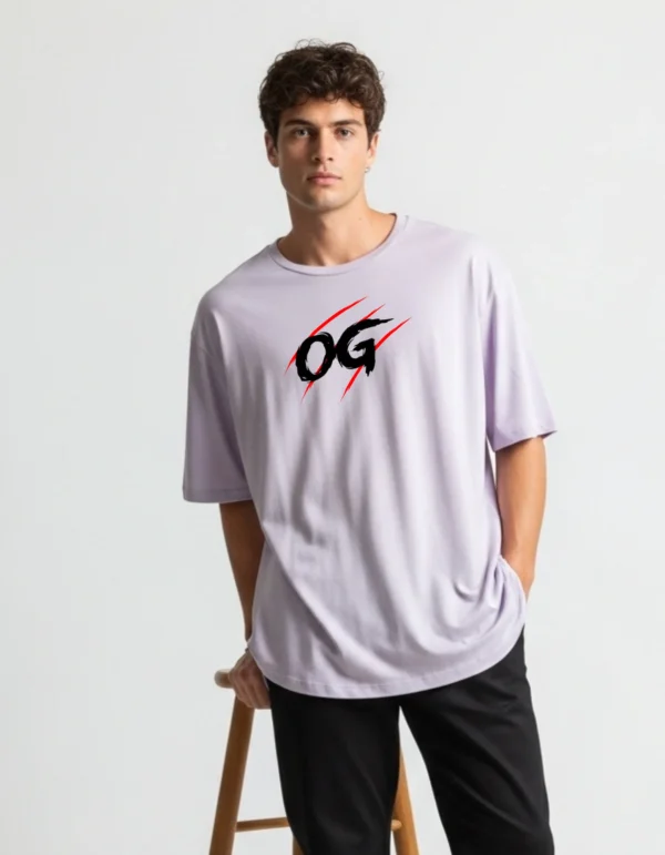OG Printed | Lavender Men’s Cotton Oversized T-Shirt | Half Sleeves