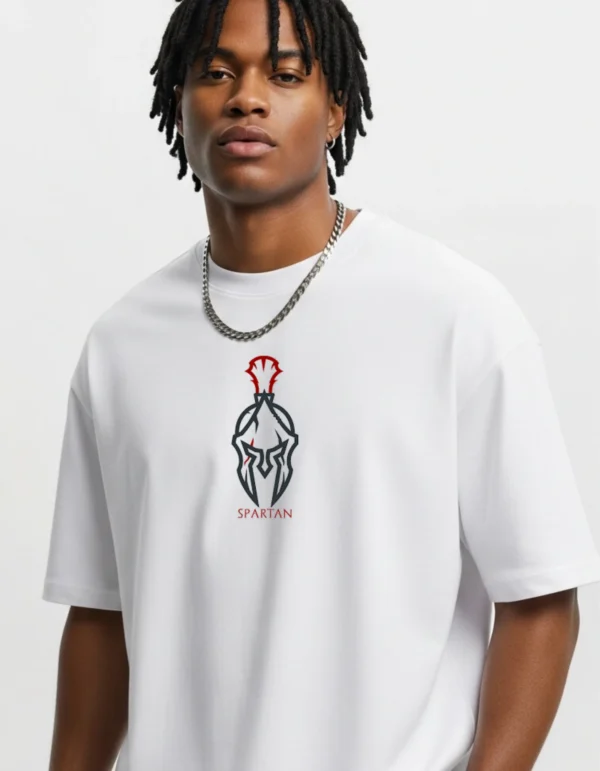 Men’s Cotton Printed White Oversized T-Shirt | Half Sleeves