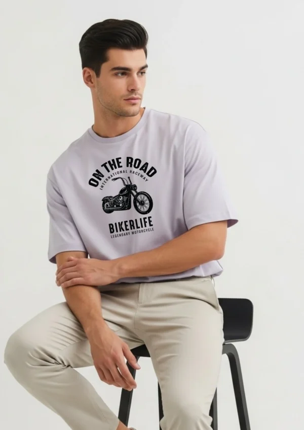 Lavender Men’s Cotton Oversized T-Shirt | Half Sleeves
