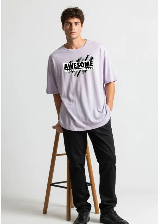 Lavender Men’s Cotton Oversized T-Shirt | Half Sleeves