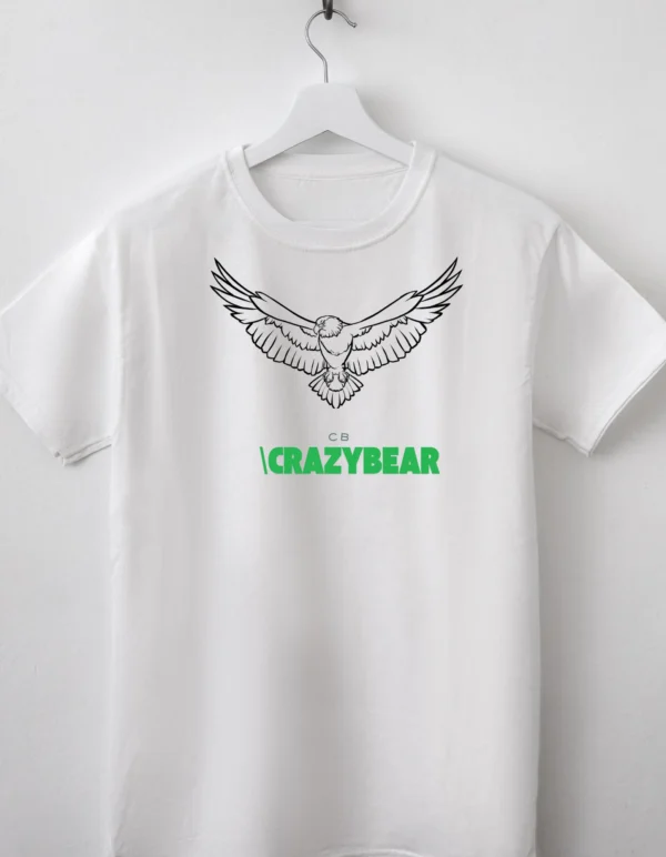 Men’s Cotton Crazybear Printed Regular fit T-Shirt | Half Sleeves|White Color