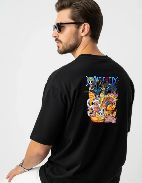 Men’s Cotton Onepiece Printed Oversized T-Shirt | Half Sleeve | Black Color